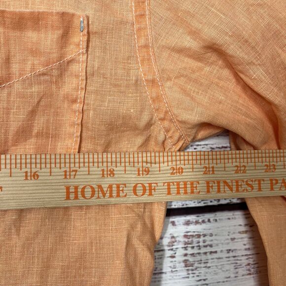 Tommy Bahama Shirt Mens Medium Relax Fit Orange Long Sleeve Button Up 100% Linen - Picture 7 of 14